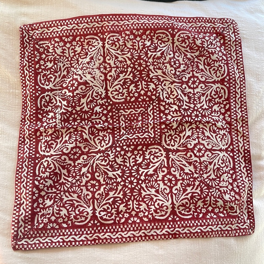 Handmade 100% Cotton red & white Pillow Cover